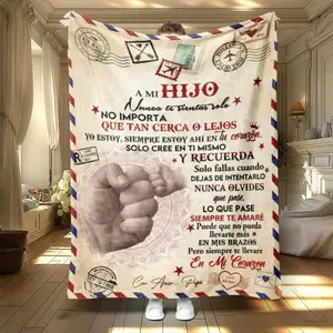 Spanish Language Blanket, Father Son Heartfelt Words, Soft Flannel Throw For Office Living Room Bed Sofa, Perfect Gift For Thanksgiving Birthday, Slogan Print Blanket,Mother's Day Gift, Birthday Gift, Gift For Her, Gift For Him