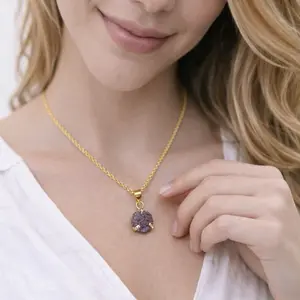 Amethyst Druzy Necklace – Sterling Silver