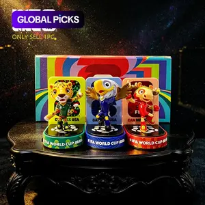 [FIFA Official Authentic] 2026 World Cup Mascot Collection Ornament Set, Including Three Styles: Canada Maple, Mexico Zayu,USA Clutch, 6cm/2.36inch, Authentic Fan Souvenir, Doll Toy & Action Figure, 1 Piece/3-Piece Set, 6DZB