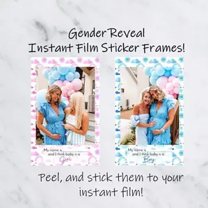 Pink or Blue Rainbow Instant Film Gender Reveal Stickers | Gender Reveal Ideas | Baby Shower Ideas | Baby shower party favors | Gender reveal party favors | Gender Reveal inspo | Gender Reveal Cake