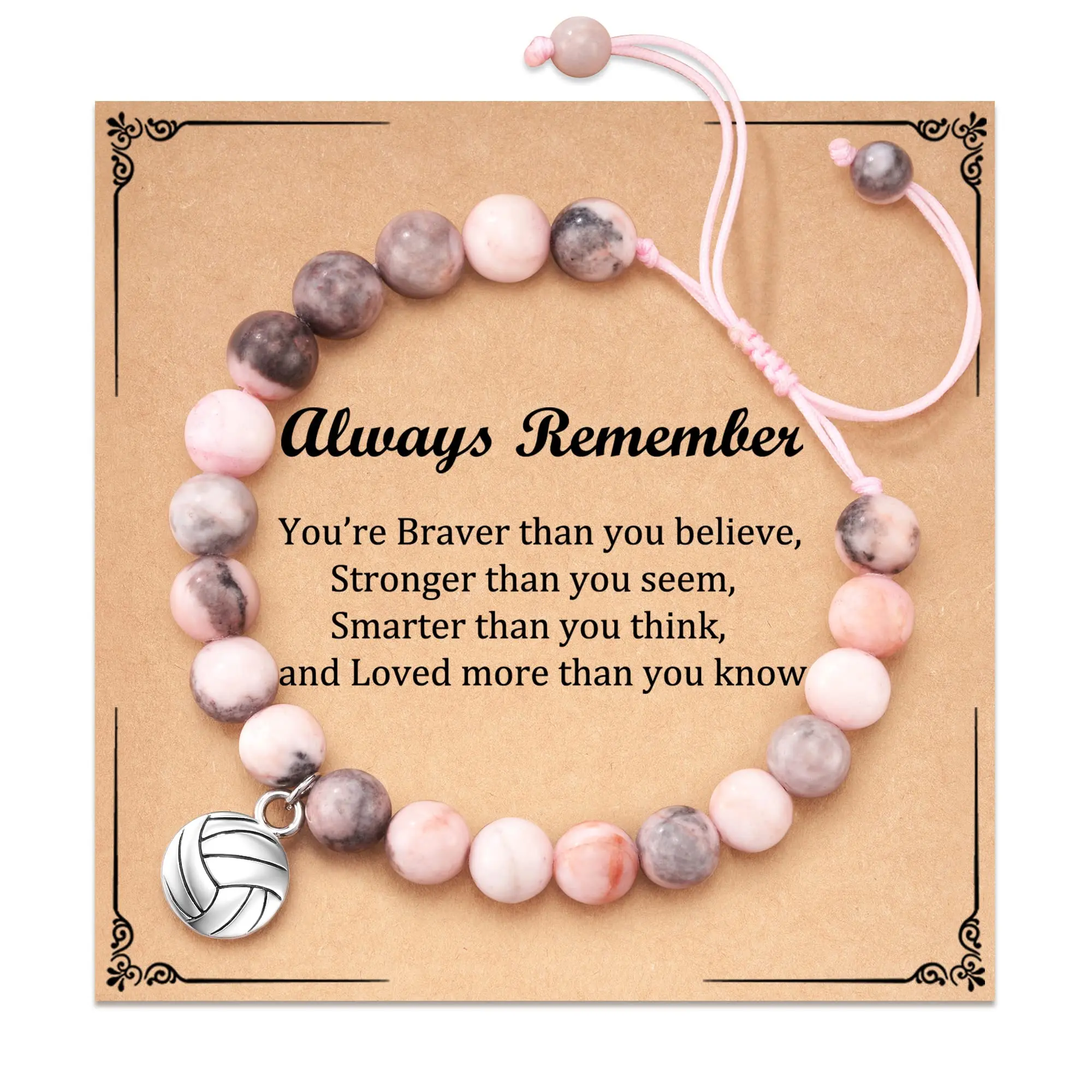 Artificial Gemstone Softball-Volleyball Adjustable Bracelets with Sliding Knot Closure, Versatile Jewelry Accessories for Girls' Birthday Christmas Gifts