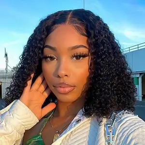 Wear and Go Glueless Wigs Human Hair Pre Plucked Pre Cut Deep Wave Bob Wig Human Hair for Beginners 5x5 Lace Closure Glueless Curly Wigs for Black Women