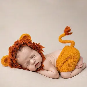 Newborn Photography Props Outfits Boy Girl Baby Crochet Outfits Handmade Infant Photo Shoot Knitted Baby Costume Sets