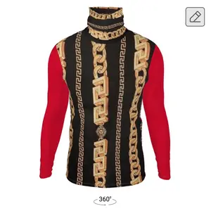 Jay- Men's Slim Fit Menswear Turtleneck Knitwear Pullover with Bold Chain Pattern Design