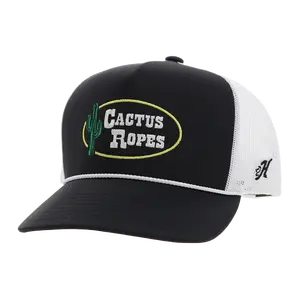 Hooey "Cactus Ropes" Western Stitching Black Trucker Cap CR106