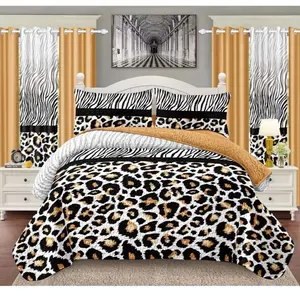 9 pcs Bedspread with Wheat Design - Orange and White Comforter Set for Cozy Bedroom Decor