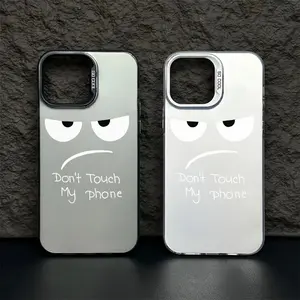 Don't Touch My Phone Mirror Phone Case, Funny Grumpy Face Sarcastic Style, Reflective Chrome Finish Slim Shockproof Anti-Scratch Non-Slip Cover for iPhone 16 15 14 Pro Max 13 12 11 XR XS Plus&Samsung S26 25 24 23 22