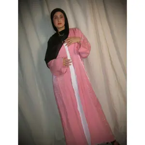 Silky Beaded Open Abaya