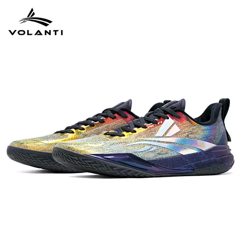 【VOLANTI】Rocket Air Series Zeus Lace-Up Athletic Basketball Shoes, Breathable Mesh Upper, Stable Heel Support, High Rebound, Anti-Slip Lateral Traction, All Seasons Unisex Sneakers for Basketball Games, Training