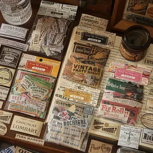 800 Pcs Vintage Style Label Stickers, Decorative Handmade Scrapbook Materials, Retro Design Paper Labels for, Journaling and Crafting, Scrapbook Page, Stickers Kit