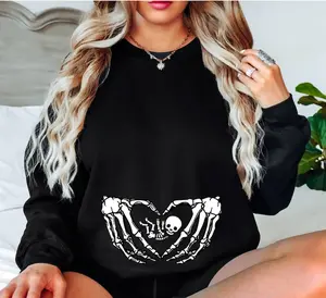 Pregnant Skeleton Shirt, Skeleton Baby Halloween Maternity Shirt, Pregnancy Mom Gift Maternity Shirt With Baby Skeleton