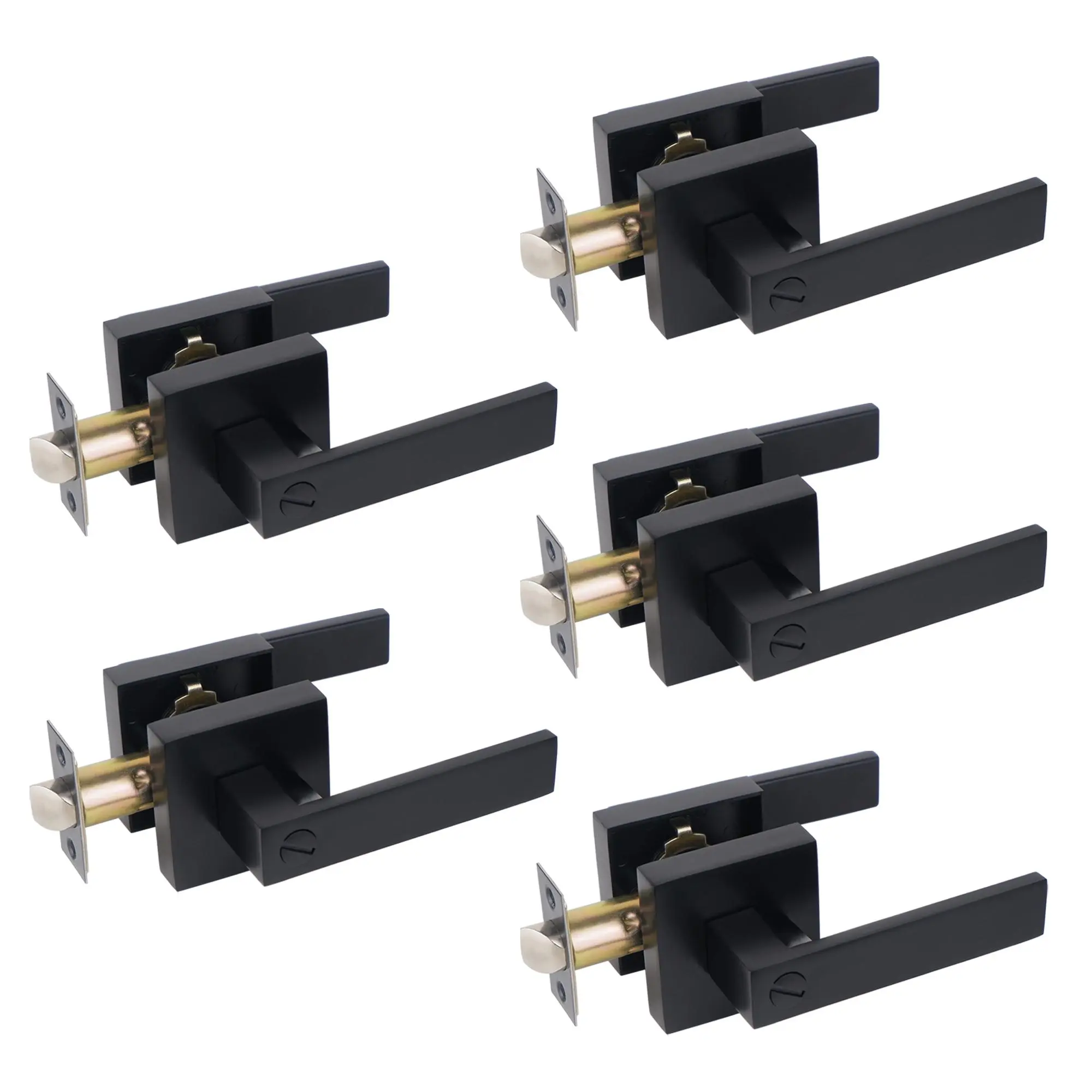 5pcs Matte Black Door Handle Heavy Duty Door Lever Privacy Door Lock Set Door Hardware, Left or Right Handing Door Handles, Interior Door Handle
