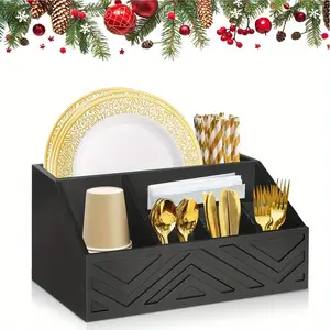 1pc Wooden Party Silverware Holder - Superhero Themed Disposable Flatware Organizer for Weddings, Housewarmings, Anniversaries, First Communions, and General Celebrations - Versatile Utensil Caddy for Christmas, Halloween, Easter, Thanksgiving