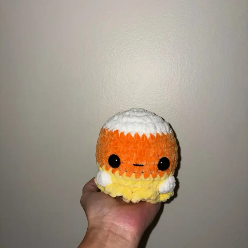 Crocheted Candy Corn Ghost Plushie