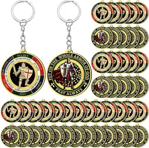 48 PCS Christian Put on The Whole Armor of God Religious Gifts for Men Bulk Keychain Military Knight Favor Gift