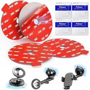 Adhesive Sticky for  Phone Mount: 4 count 75mm Double Sided Pad with Adhesion Promoter for Suction Cup Holder - Heat Resistant Replacement Tape  Hold for Windshield Window Dashboard Dash