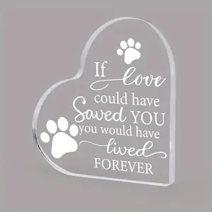 Heart Shaped Acrylic Ornament, 1 Count Modern Desktop Decoration Sign, Bereavement Condolence Gifts, Home Decor Supplies for Living Room Bedroom, Heart Acrylic Plaque