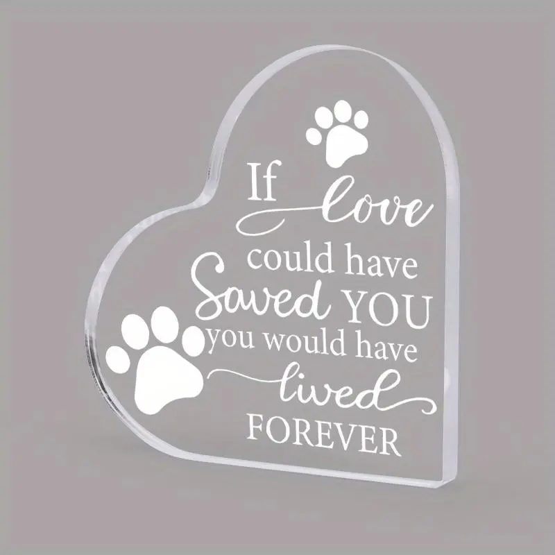 Heart Shaped Acrylic Ornament, 1 Count Modern Desktop Decoration Sign, Bereavement Condolence Gifts, Home Decor Supplies for Living Room Bedroom, Heart Acrylic Plaque