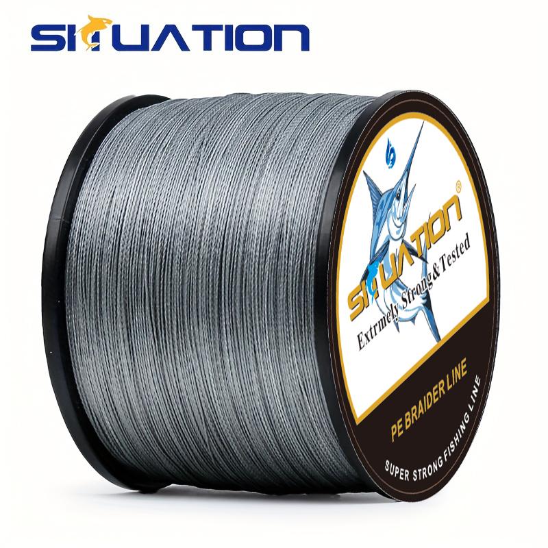 SIIUATIONA 300M/328YDS 500M/546YDS super strong fishing line, 4-strand multi thread PE wear-resistant braided line, 12 25 40 60 80 100 LB smooth long casting 100% Pe black braided fishing line, incredible super line zero stretch