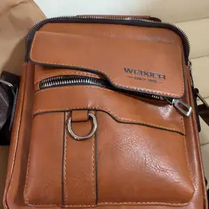 WEIXIER Men's PU Leather Crossbody Bag Retro Street Style Large Capacity Commuter Bag with Adjustable Shoulder Strap for Business Travel Daily Use