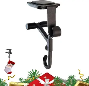 2025 2-in-1 Adjustable Fireplace Stocking & Garland Hanger – Heavy Duty Mantel Hook for Christmas Decorations, Black, 1PC
