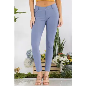 Yelete Cotton-Blend 5-Pocket Skinny Jeggings Full Length