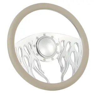 14" Billet Steering Wheels Tan Half Wrap Impala Chevy II Nova Chevelle w/ Horn