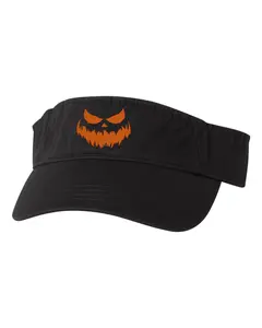 Scary Face Jack O Lantern Pumpkin Halloween Embroidered Visor Dad Hat