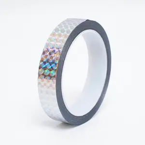 Self-Adhesive Holographic Reflective Tape Prism Tape Holographic Reflective Tape for Keep Birds Away, Craft Projects, DIY Art, Home, Daily Use (Silver, 1 Inch x 55 Yard)