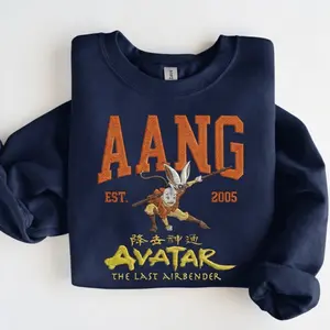 Avatar Aang Embroidered Sweatshirt, Air Bender Cartoon Crewneck, ATLA Inspired Anime Hoodie, Fan Gift