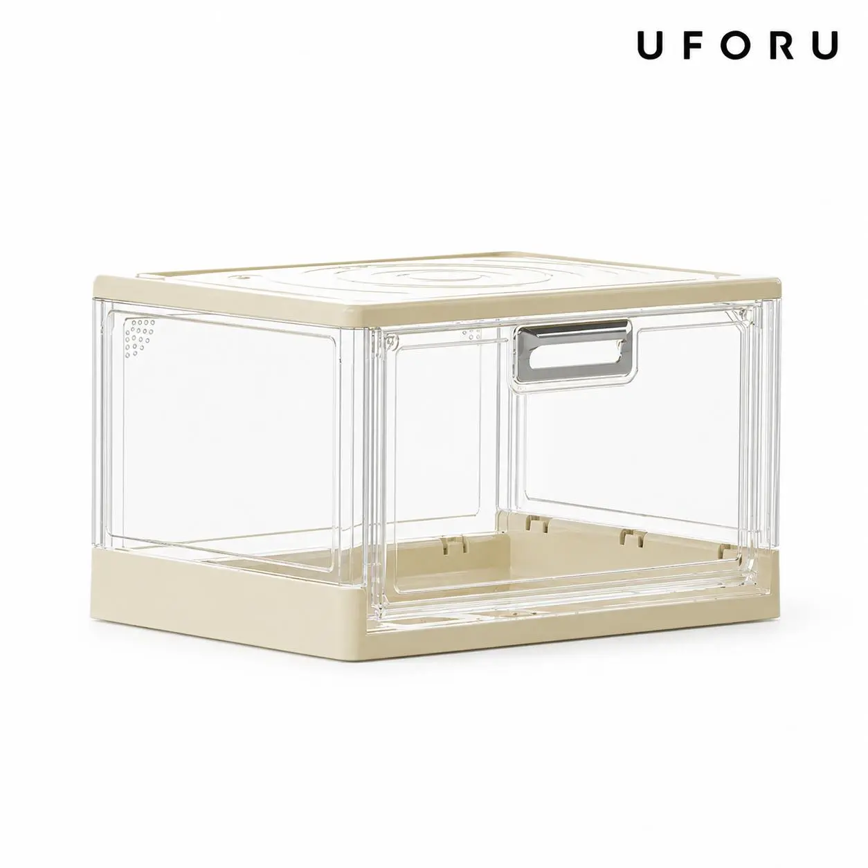 UFORU Thick Transparent Magnetic Door Heavy-Duty Plastic Rectangle Shoe Box - Household Freestanding Home Organizer for Collectible Sneakers, High Heels, Dustproof, Stackable, Foldable, Easy to Open