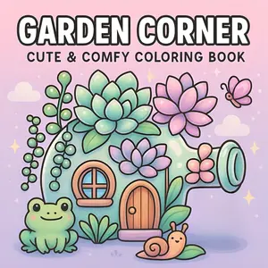 【JUST RELEASED】Garden Corner: Cute & Comfy Coloring Book featuring friendly plants, adorable critters, and whimsical garden scenes for fun and relaxation