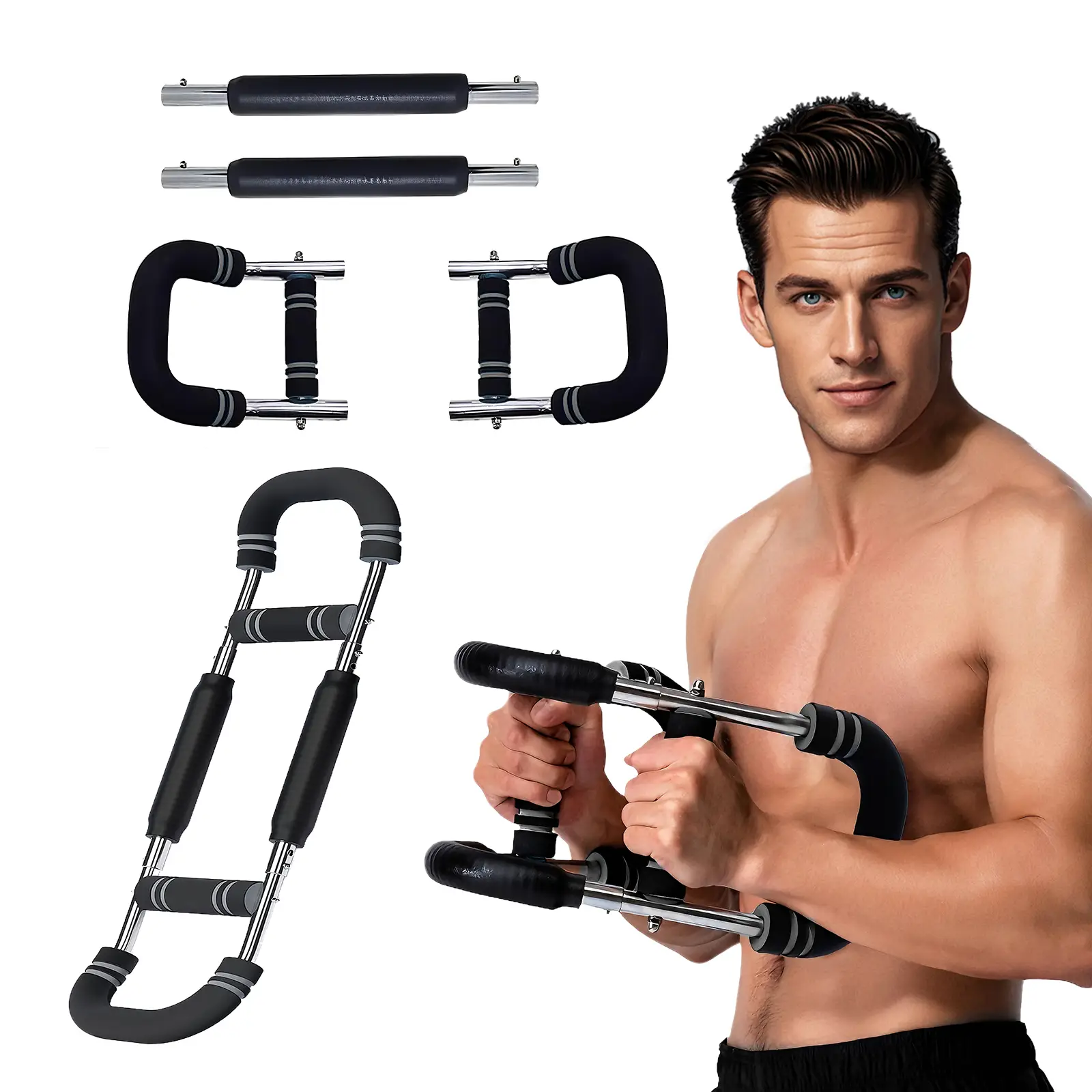 Twister Arm Trainer Exerciser 2025 New Portable Adjustable Spring Workout Bar, Forearm Triceps Chest Enhanced Exercise Strengthener, Upper Body Stre