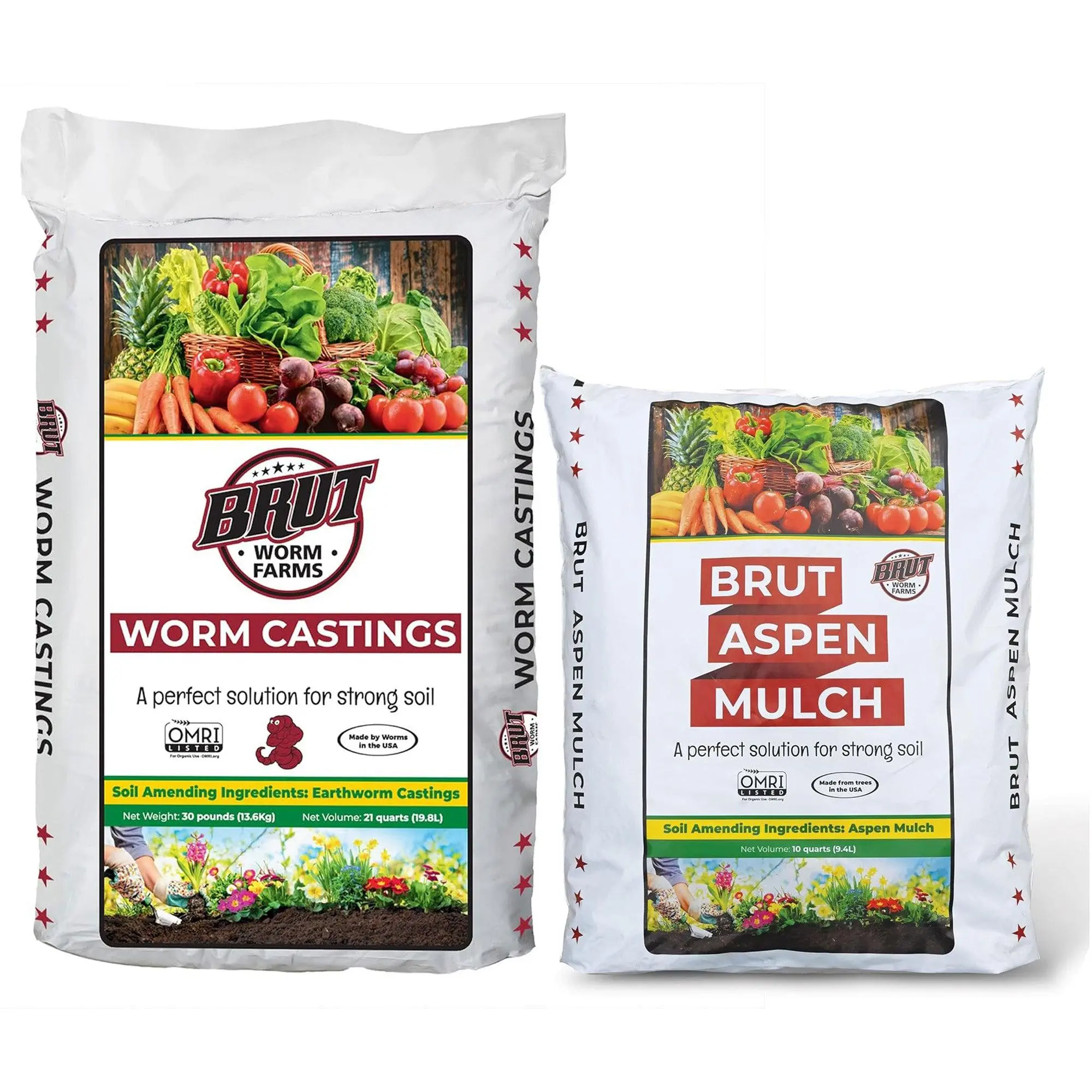 Brut Worm Farms Worm Castings Soil, Aspen Mulch, & Chicken Compost Garden Soil