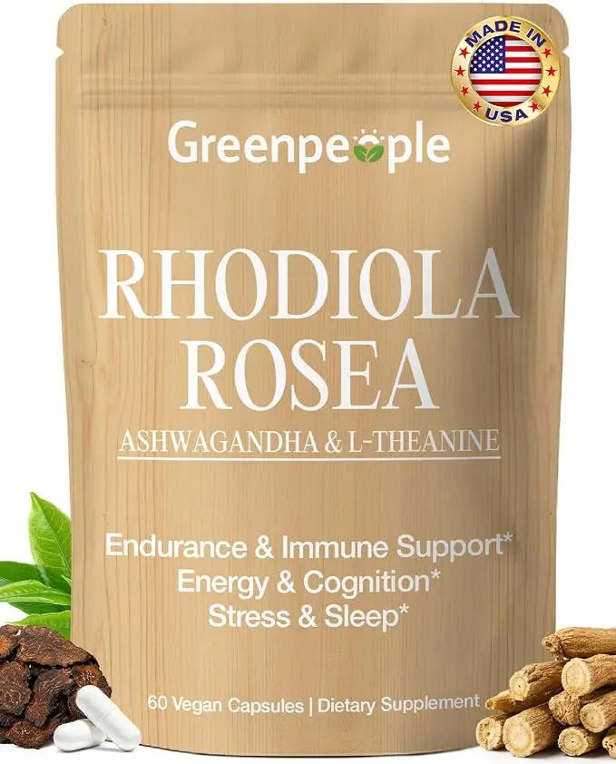 GREENPEOPLE Rhodiola Rosea Extract Supplement for Women & Men, Made in USA