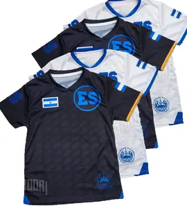 El Salvador Camisetas - 2 Options in Colors Unisex Soccer Jerseys with ES Logo and National Flag Design