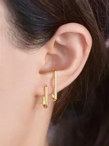 0.2CT Moissanite Double Bar Earrings, S925 Solid Silver Geometric Earrings, Unique Front and Rear Design Women's Earrings, Suitable for Daily Wearing, Small Surprise Gifts, Jewelry