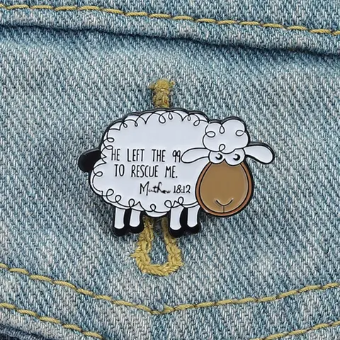 Cute Sheep Lamb Design Enamel Pin, Religious Faith Jesus Scripture Alloy Brooch, Fashion Accessories for Women & Men, Jewelry Gift for Friends, Flower Brooch Pin, Durable Metal Pins, Brooch Pin Clip