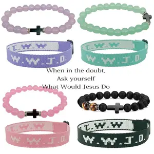 2/4 PCS WWJD Bracelet Set for Men & Women Multi-Combination Bracelet Set Bristband and Beaded Bracelet A Set for Couple Friendship accessories