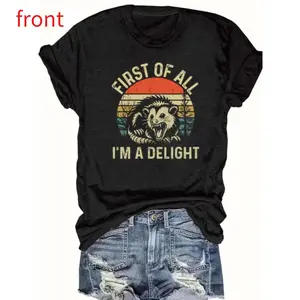 Women's Letter Print Round Neck Tee, Casual Short Sleeve Crew Neck T-shirt for Daily Wear, Ladies Clothes for All Seasons