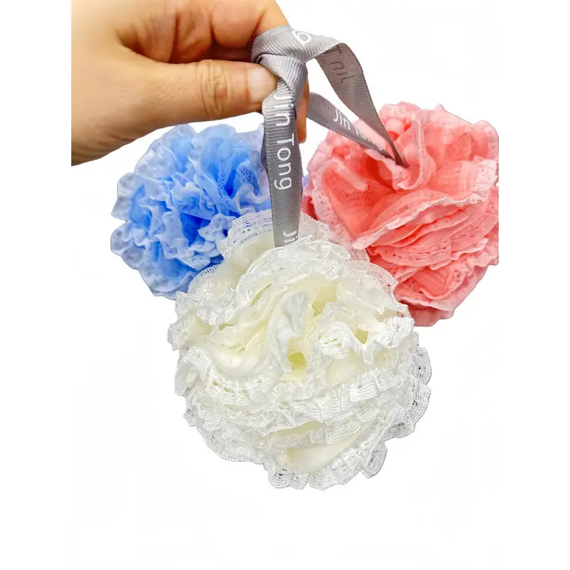 3-Pack Hangable Reusable Loofah Pack - Bathroom Necessities Body Wash Sponge Shower Body Scrubber with Hanging Loop, Sturdy Bathroom Accessories Bath Tool Set for Home Bathing