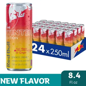 Red Bull Winter Edition Fuji Apple-Ginger 24 Pack 8.4 Fl Oz Energy Drink 250ml Cans US Beverage New Flavor 2025 Energy Drink Pack