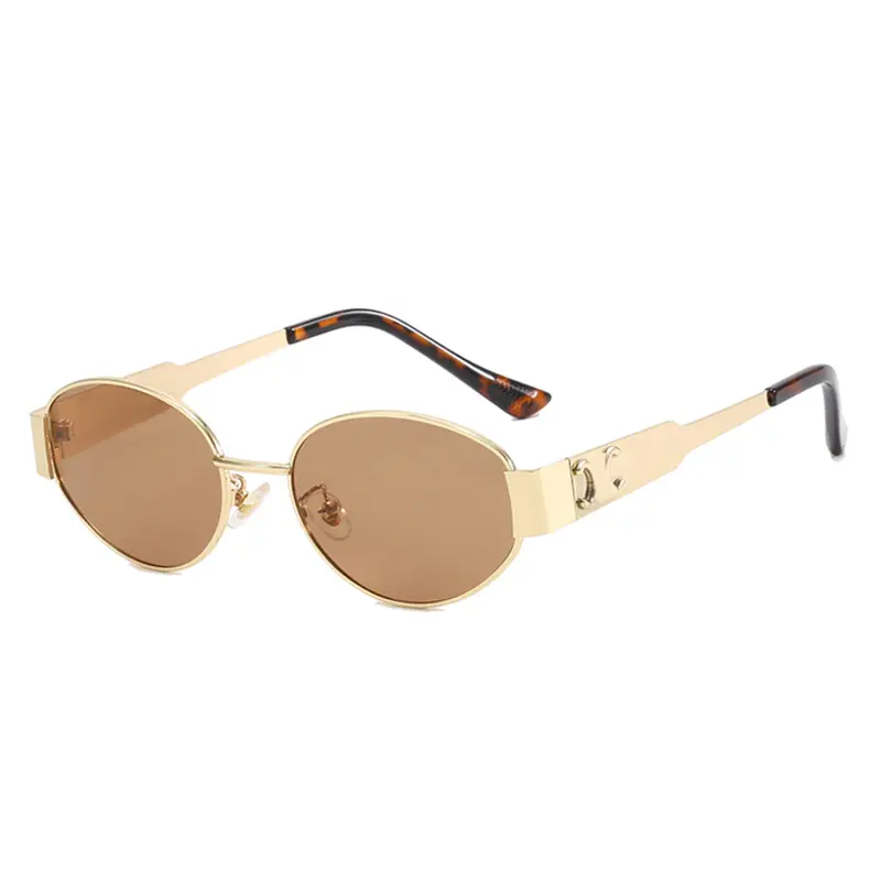 Trendy vintage classic style UV-400 Protection sunglasses DUANHUI UV400 Protection Unisex Retro Oval Sunglasses, Gold  main image 3