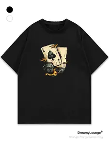 Casual Graphic Card Playing Print Loose Short Sleeve T-Shirt, Breathable Home Wear for Daily Use, Comfortable for Indoor & Outdoor