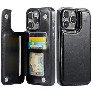 for iPhone 16 15 14 13 12 11 Pro Max XS XR Wallet Case Card Holder Leather Cover