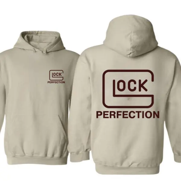 Unisex Glock Perfection 2-Sided Graphic Hoodie Tops, 100% Cotton-Spandex Stretchy Fabric, Stylish Casual Soft Classic Prints, Pullover Sweatshirts for Men/Women (No Hood Option Available), Menswear