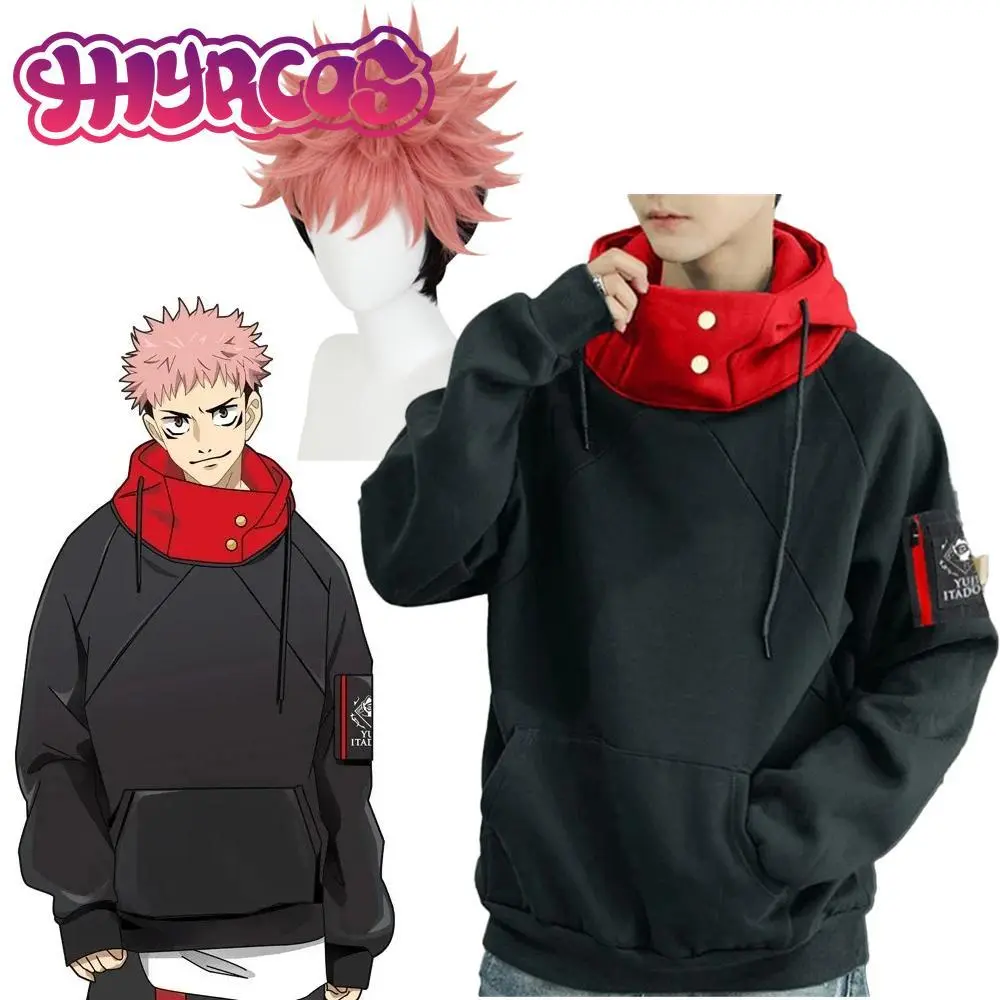 Anime Jujutsu Kaisen Gojo Satoru Itadori Yuji Unisex Adult Cosplay Casual Hoodie Jacket, Long Sleeve Tops Sweatshirts Pullover Coat, Matching Gojo Wigs
