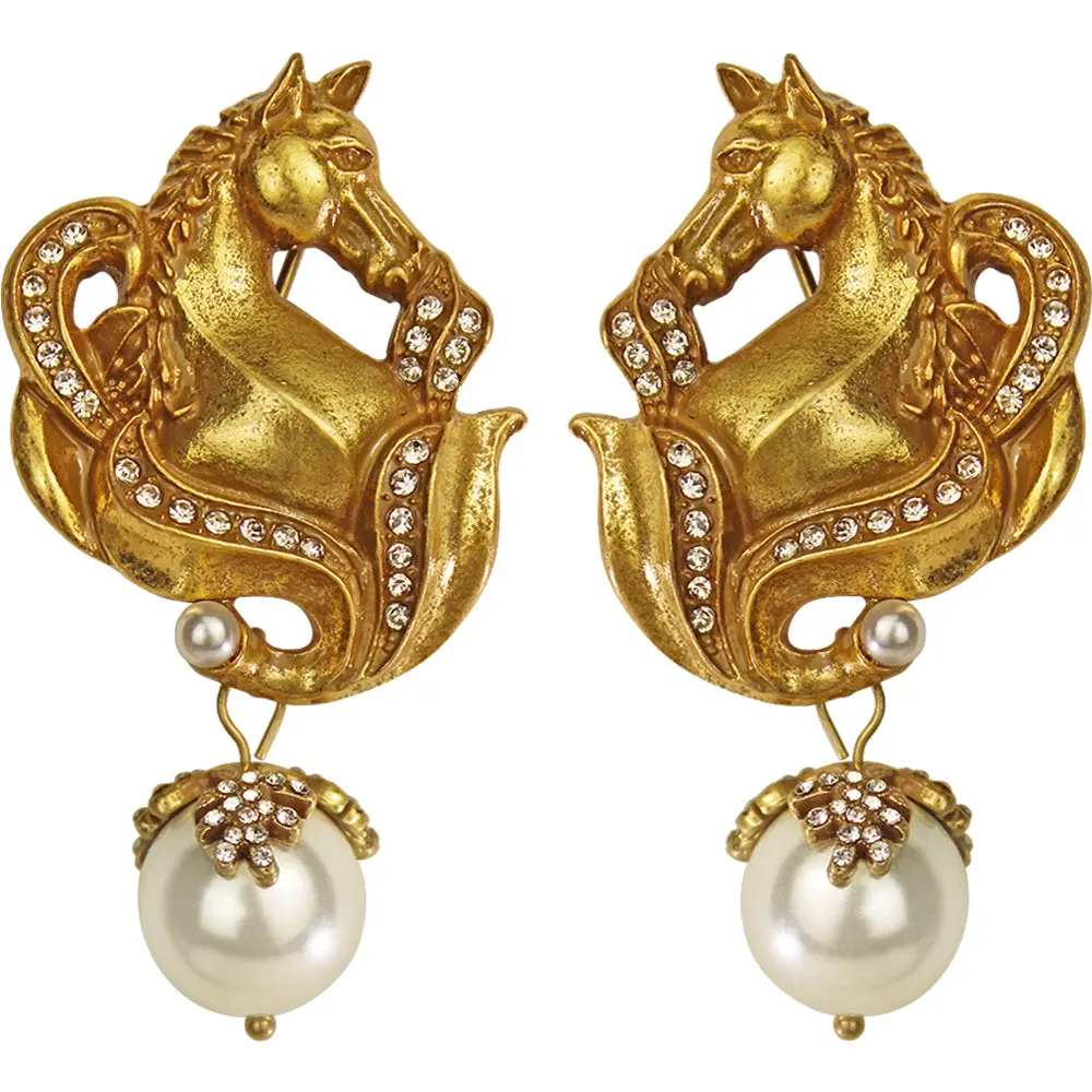 Triple Crown Pierced Earrings (Goldtone)