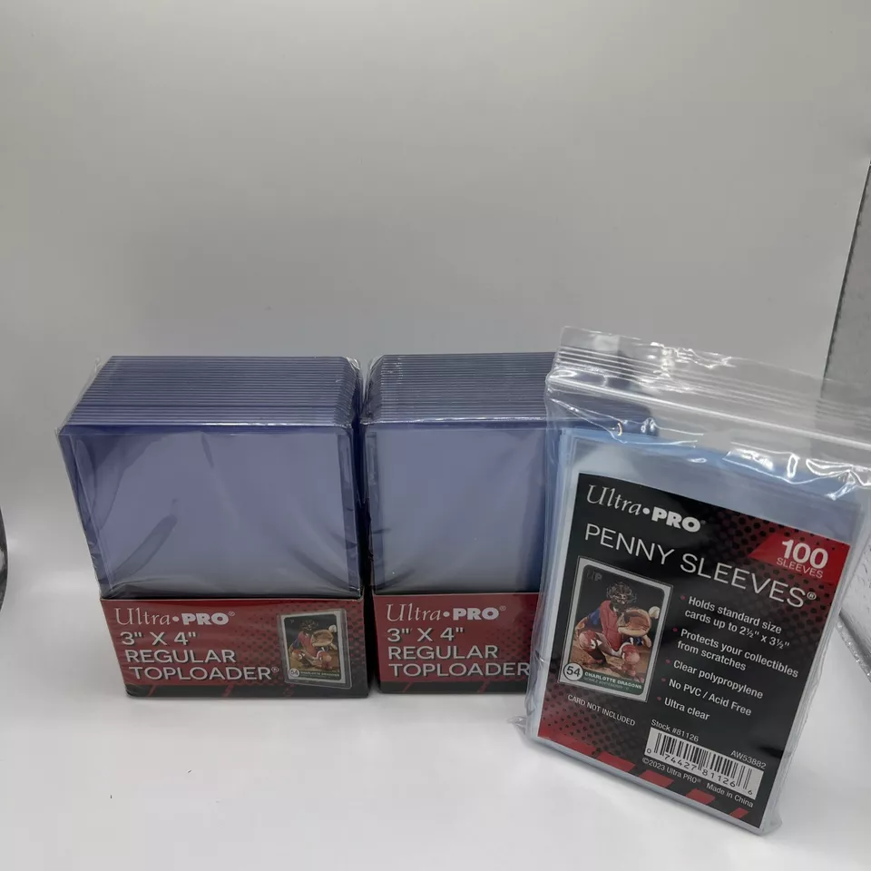 Ultra Pro Regular Toploaders 35pt - 2 Packs of 25, 50 Total Toploaders with 100 Penny Sleeves clear Card baseball card