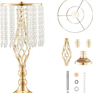 Golden metal wedding centerpiece, glass, 1 unit of 49 cm/19.3 inches